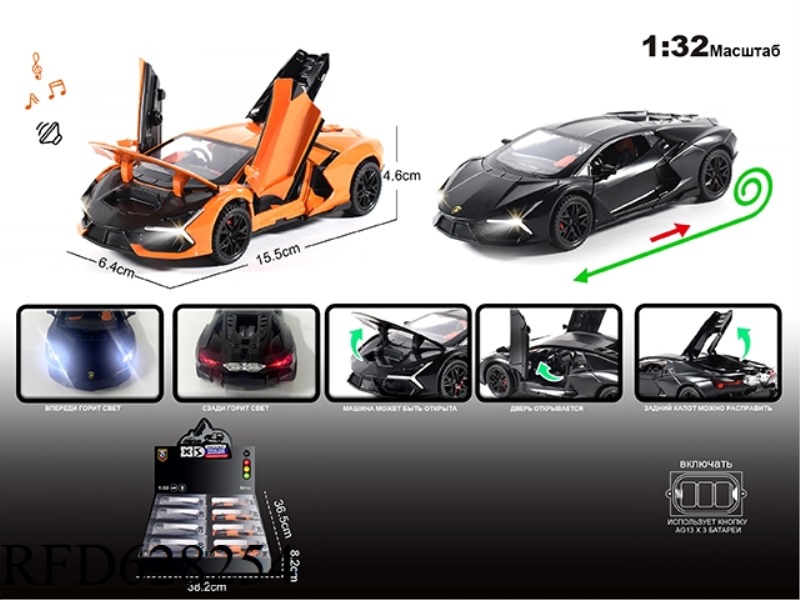 RUSSIAN 1:32 ALLOY LIGHT SOUND LAMBORGHINI NEW BULL MODEL 8PCS