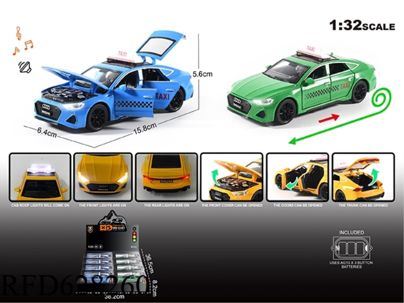 ENGLISH 1:32 ALLOY LIGHT SOUND AUDI RS7 TAXI MODEL 8PCS
