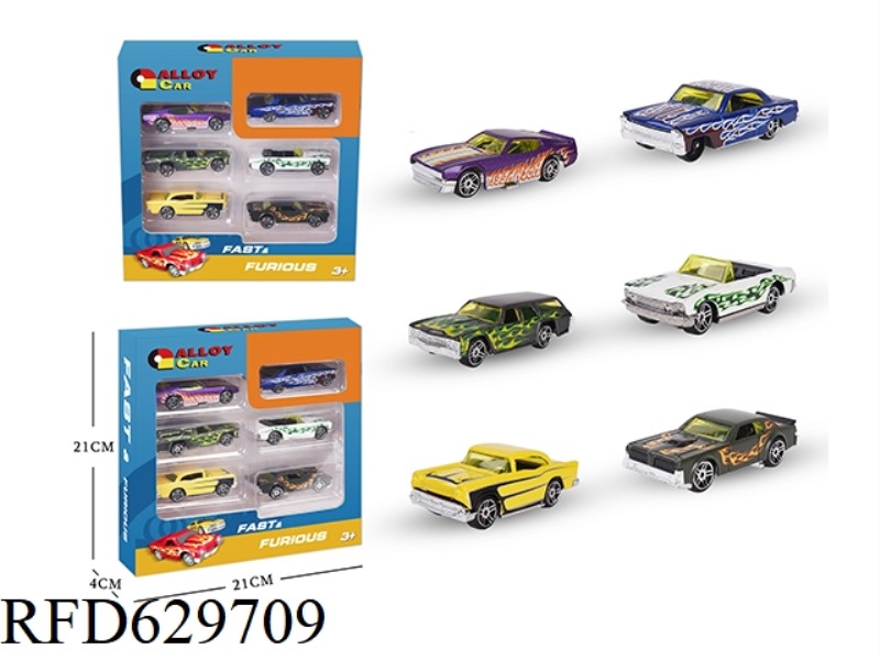 6PCS ALLOY RETRO SPORTS CAR