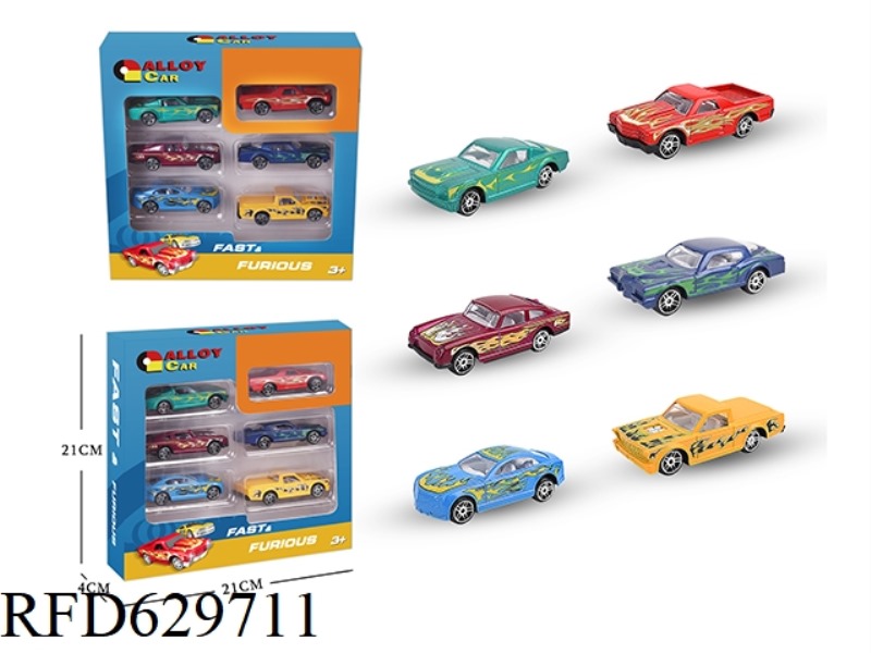 6PCS ALLOY RETRO SPORTS CAR