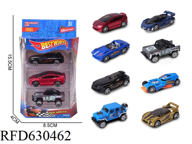1:64 ALLOY CAR (RACING, SPORTS CAR, OFF-ROAD VEHICLE) 3 BOXED