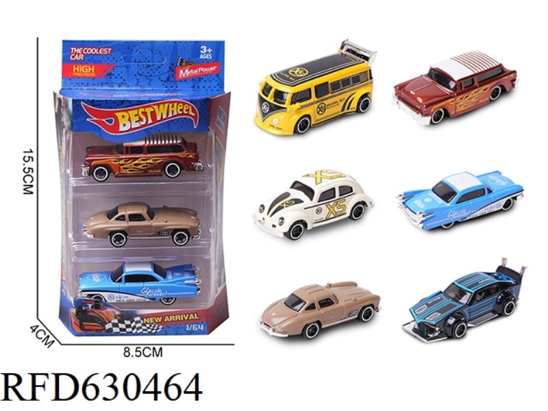 1:64 ALLOY CAR (CLASSIC CAR, PASSENGER CAR) 3 BOXED