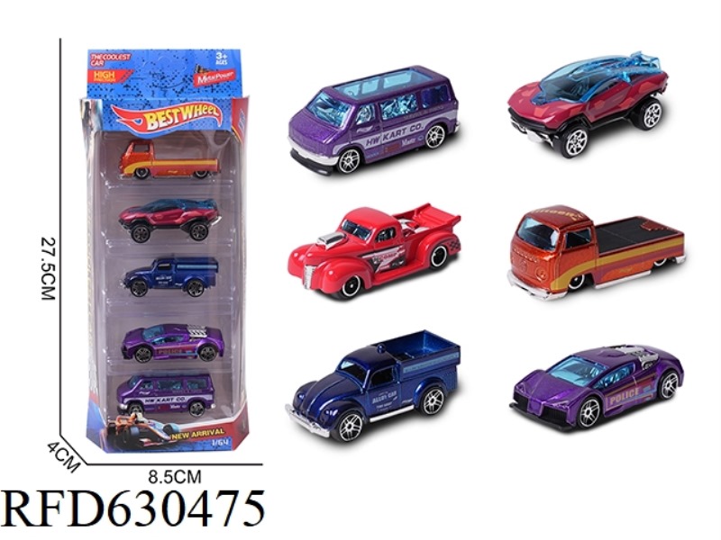 1:64 ALLOY CAR (TRUCK, BUS, SPORTS CAR) 5 BOXED