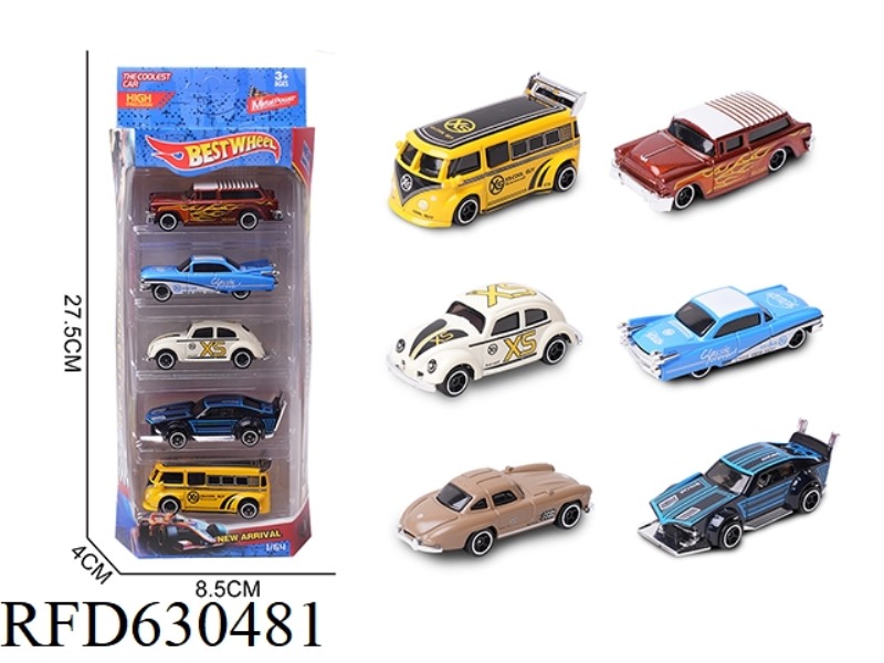 1:64 ALLOY CAR (CLASSIC CAR, PASSENGER CAR) 5 BOXED