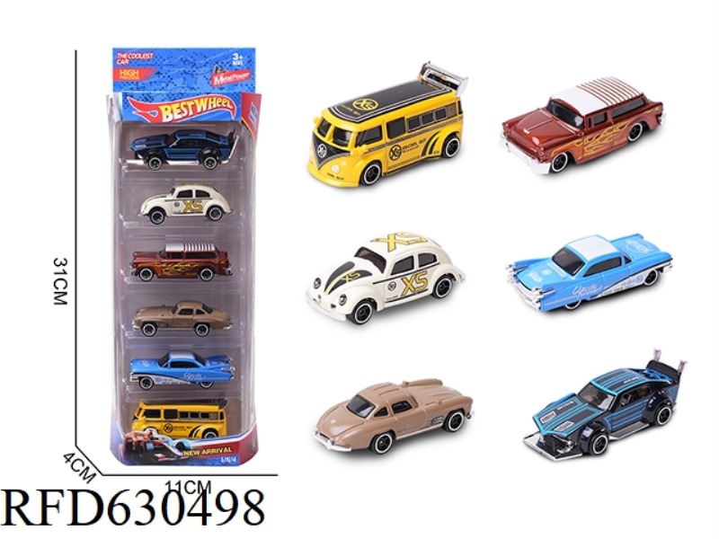1:64 ALLOY CAR (CLASSIC CAR, PASSENGER CAR) 6 BOXED