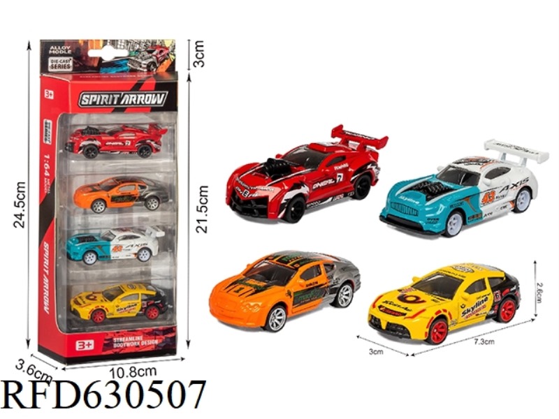 1:64 ALLOY SLIDING RACER (4 PIECES)