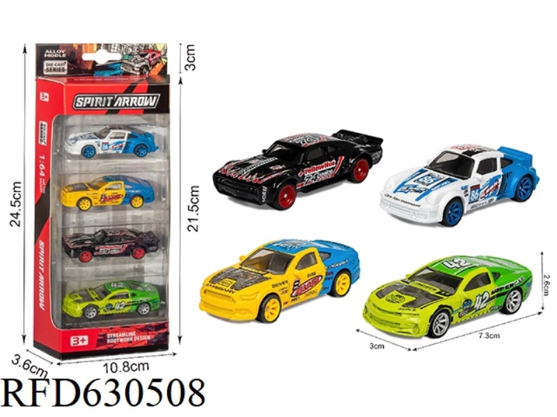 1:64 ALLOY SLIDING RACER (4 PIECES)