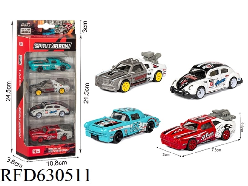 1:64 ALLOY SLIDING RACER (4 PIECES)