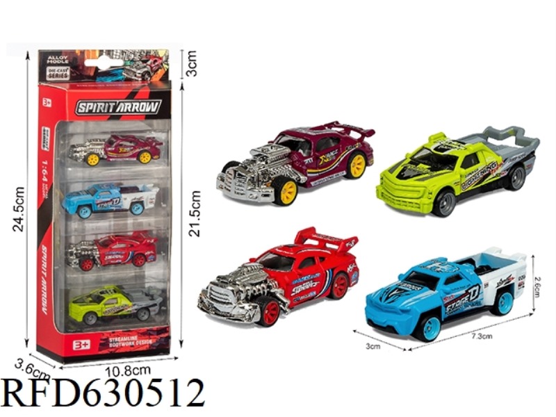 1:64 ALLOY SLIDING RACER (4 PIECES)