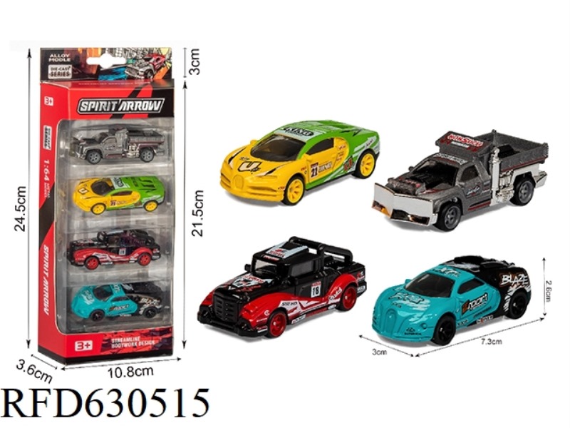 1:64 ALLOY SLIDING RACER (4 PIECES)
