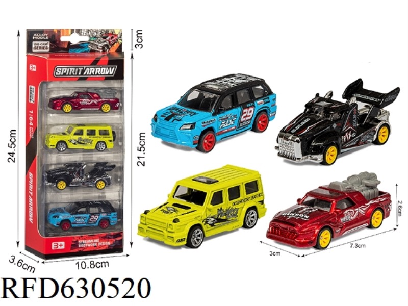 1:64 ALLOY SLIDING RACER (4 PIECES)
