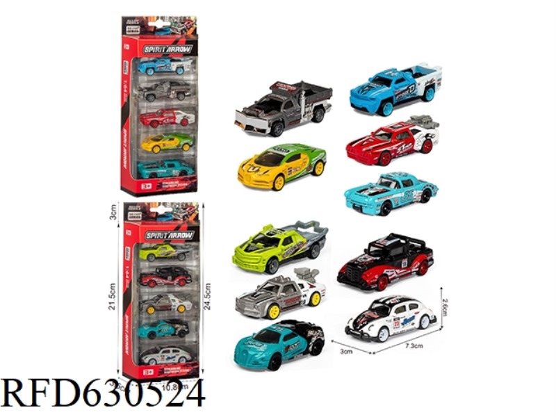 1:64 ALLOY SLIDING RACER (5 PIECES)