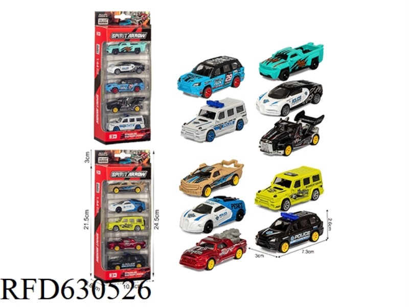 1:64 ALLOY SLIDING RACER (5 PIECES)