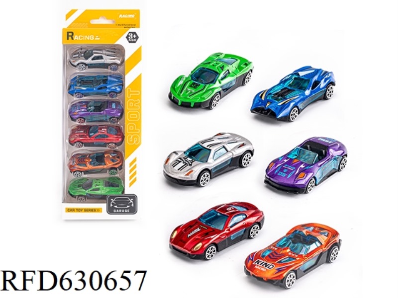 SLIDING ALLOY SPORTS CAR (6PCS)