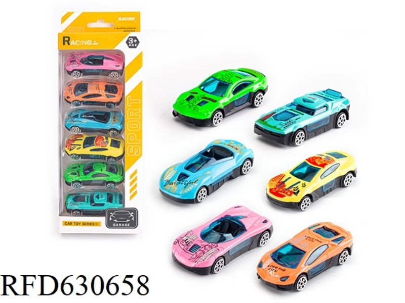 SLIDING ALLOY SPORTS CAR (6PCS)