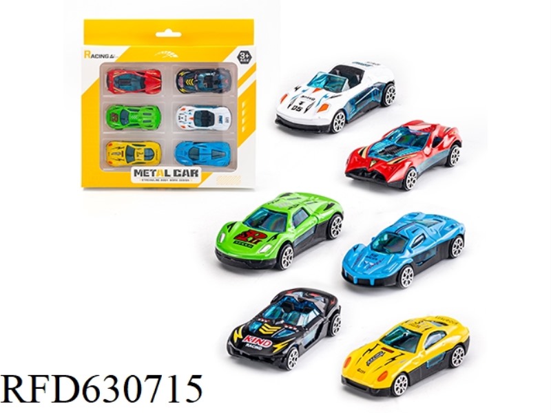 SLIDING ALLOY SPORTS CAR (6PCS)