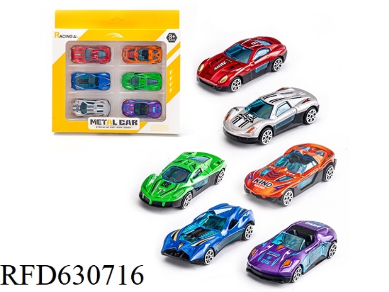 SLIDING ALLOY SPORTS CAR (6PCS)