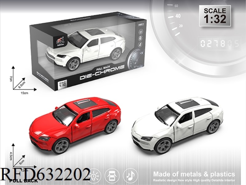 1:32L BORGHINI SIMULATION ALLOY CAR LIGHT SOUND DOUBLE DOOR PULL BACK (TWO COLORS MIXED)