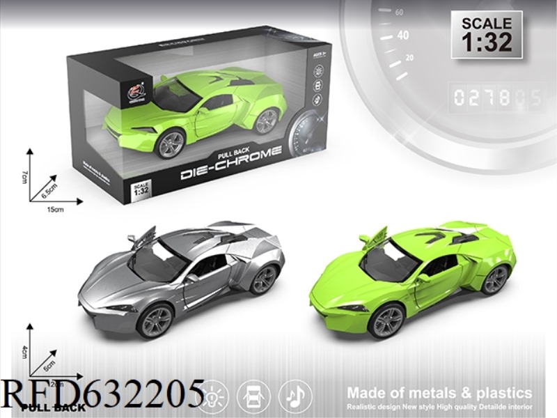 1:32 L KEN SIMULATION ALLOY CAR LIGHT SOUND DOUBLE DOOR PULL BACK (TWO COLORS MIXED)