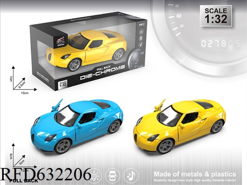 1:32A SIMULATION ALLOY CAR LIGHT SOUND DOUBLE DOOR PULL BACK (TWO COLORS MIXED)
