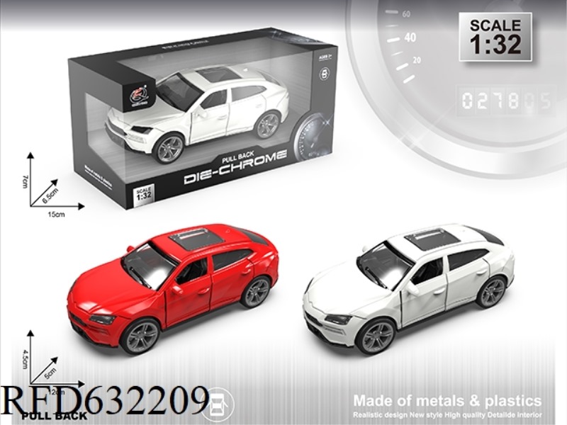 1:32L BORGHINI SIMULATION ALLOY CAR DOUBLE DOOR PULL BACK (TWO COLORS MIXED)