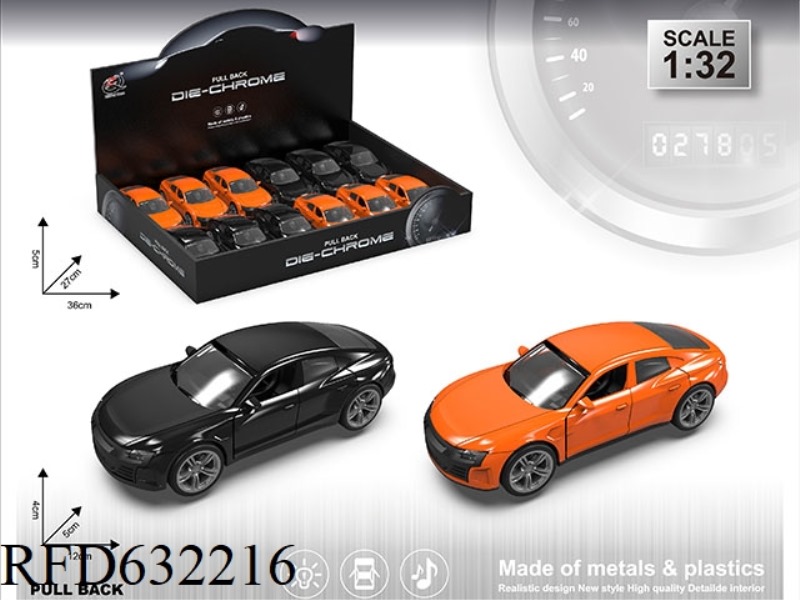 1:32 A DI SIMULATION ALLOY CAR LIGHT AND SOUND DOUBLE DOOR PULL BACK (12 / BOX) TWO COLORS MIXED