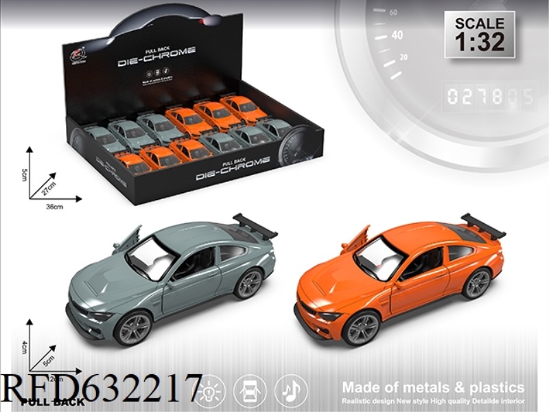 1:32B HORSE SIMULATION ALLOY CAR LIGHT AND SOUND DOUBLE DOOR PULL BACK (12 / BOX) TWO COLORS MIXED