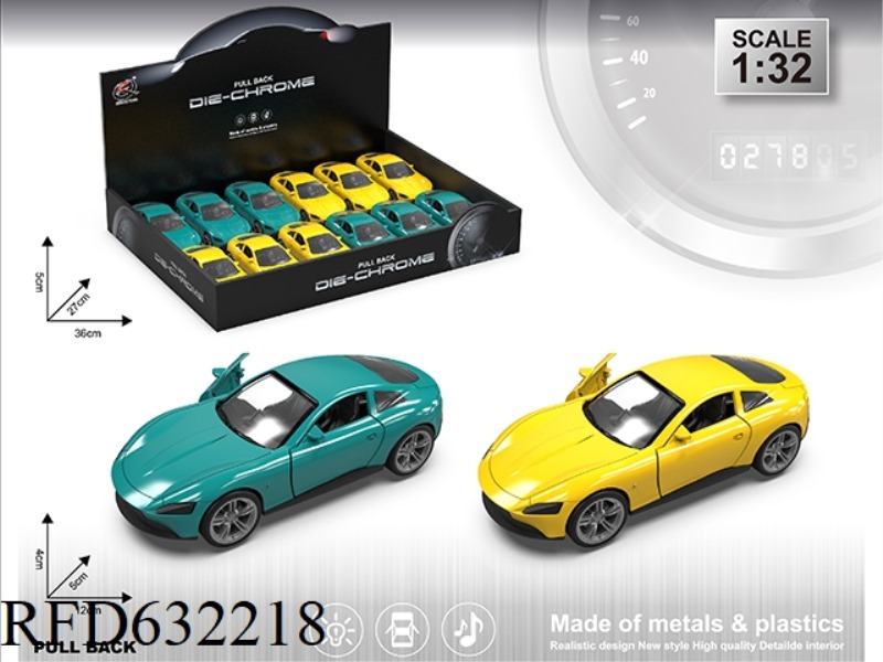 1:32 F LALLY SIMULATION ALLOY CAR LIGHT AND SOUND DOUBLE DOOR PULL BACK (12 PIECES/BOX) TWO-COLOR MI