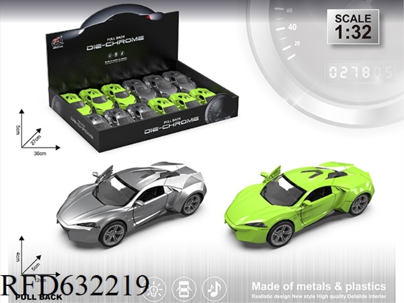 1:32 L KEN SIMULATION ALLOY CAR LIGHT AND SOUND DOUBLE DOOR PULL BACK (12 / BOX) TWO COLORS MIXED