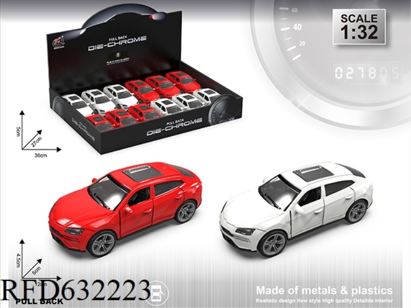 1:32L BORGHINI SIMULATION ALLOY CAR DOUBLE DOOR PULL BACK (12 PIECES/BOX) TWO COLORS MIXED
