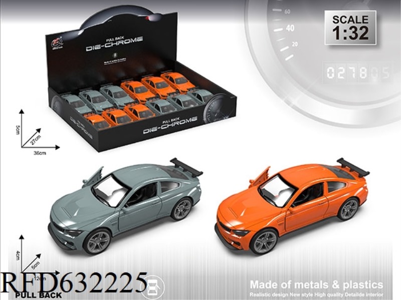 1:32B HORSE SIMULATION ALLOY CAR DOUBLE DOOR PULL BACK (12 PIECES/BOX) TWO COLORS MIXED