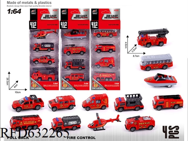 1:64 BOILBACK ALLOY CAR (4 ONLY) FIRE SERIES 12 MIXED