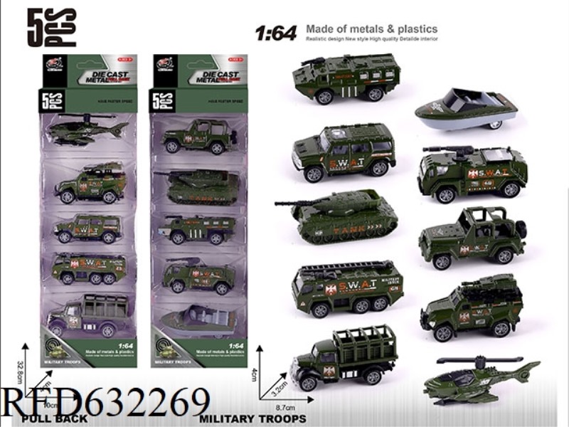 1:64 BOILBACK ALLOY CAR (5 ONLY) MILITARY SERIES 10 MIXED
