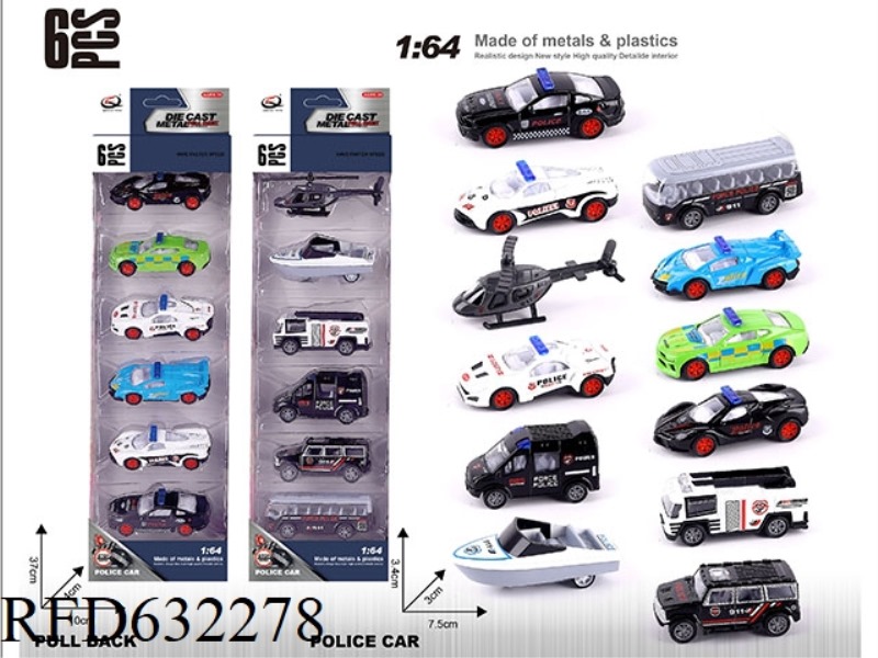 1:64 BOILBACK ALLOY CAR (6 ONLY) POLICE CAR SERIES 12 MIXED