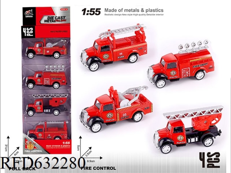 1:55 BOILBACK ALLOY CAR (4 PIECES/BOX) FIRE SERIES 4 MIXED