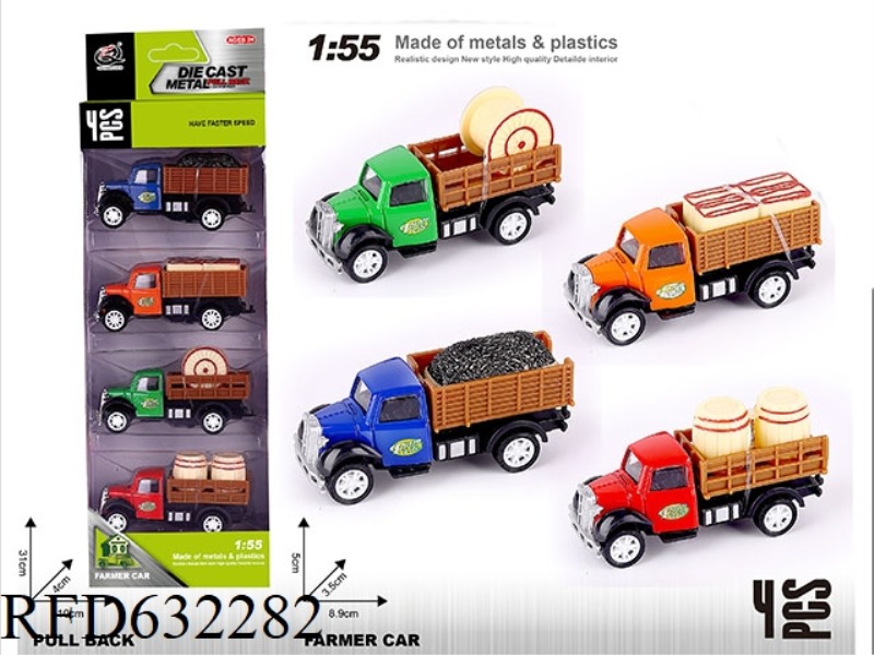 1:55 BOILBACK ALLOY CAR (4 PIECES/BOX) FARMERS CAR SERIES 4 MIXED