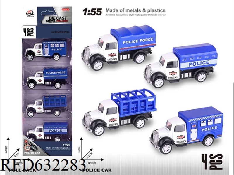 1:55 BOILBACK ALLOY CAR (4 PIECES/BOX) POLICE SERIES 4 MIXED