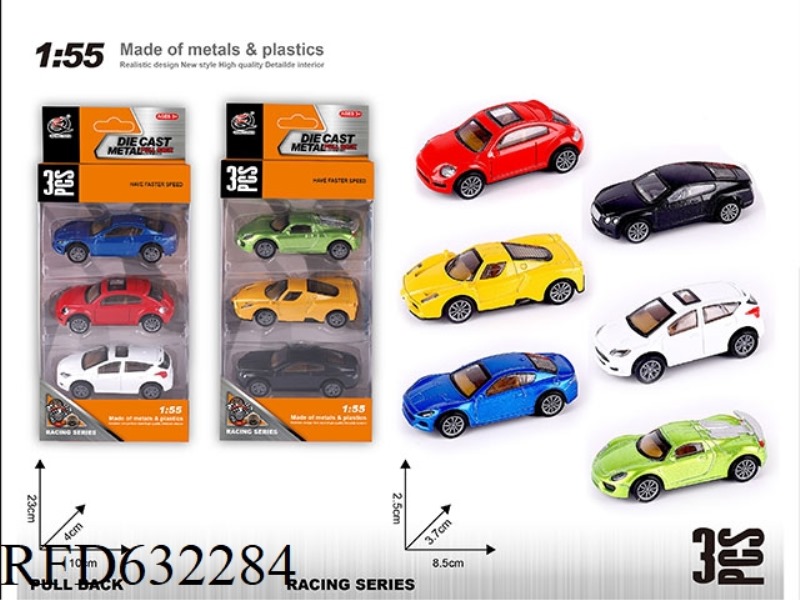 1:55 JAI AI ALLOY CAR (3 PIECES/BOX) SPORTS CAR SERIES 6 MIXED