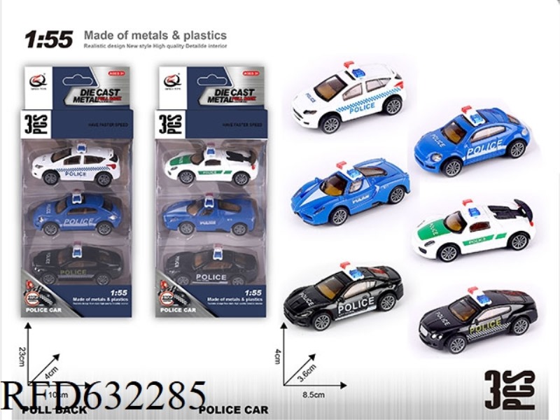 1:55 BOILBACK ALLOY CAR (3 PIECES/BOX) POLICE CAR SERIES 6 MIXED