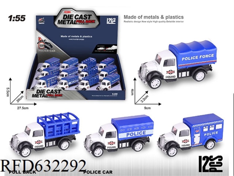 1:55 BOILBACK ALLOY CAR (12 PCS/BOX) POLICE SERIES 4 MIXED