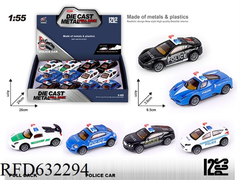 1:55 BOILBACK ALLOY CAR (12 PIECES/BOX) POLICE SERIES 6 MIXED