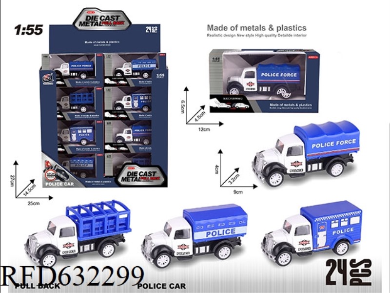 1:55 BOILBACK ALLOY CAR (24 PIECES/BOX) POLICE COLUMN 4 MIXED