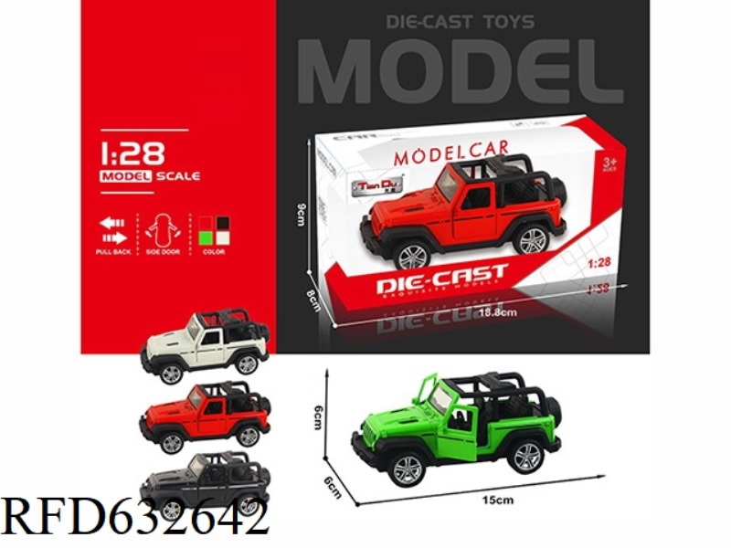 1:28 SIMULATION PULL BACK ALLOY THREE-DOOR HERDSMAN CONVERTIBLE
