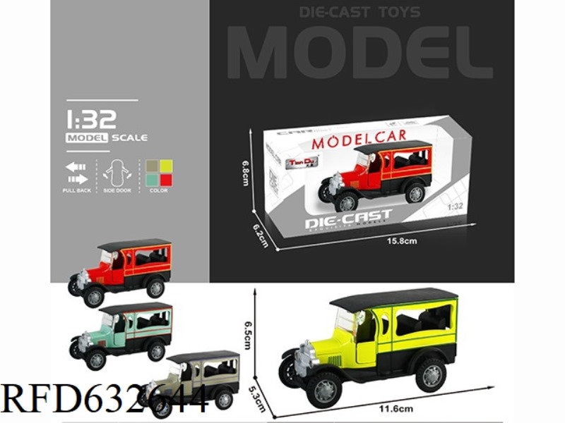 1:32 SIMULATION PULL-BACK ALLOY CAR TWO-DOOR CLASSIC CLASSIC CAR C