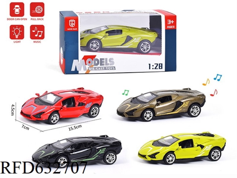 1:28 LAMBORGHINI POISON SIMULATION ALLOY CAR MODEL WITH LIGHTING AND MUSIC THREE DOORS