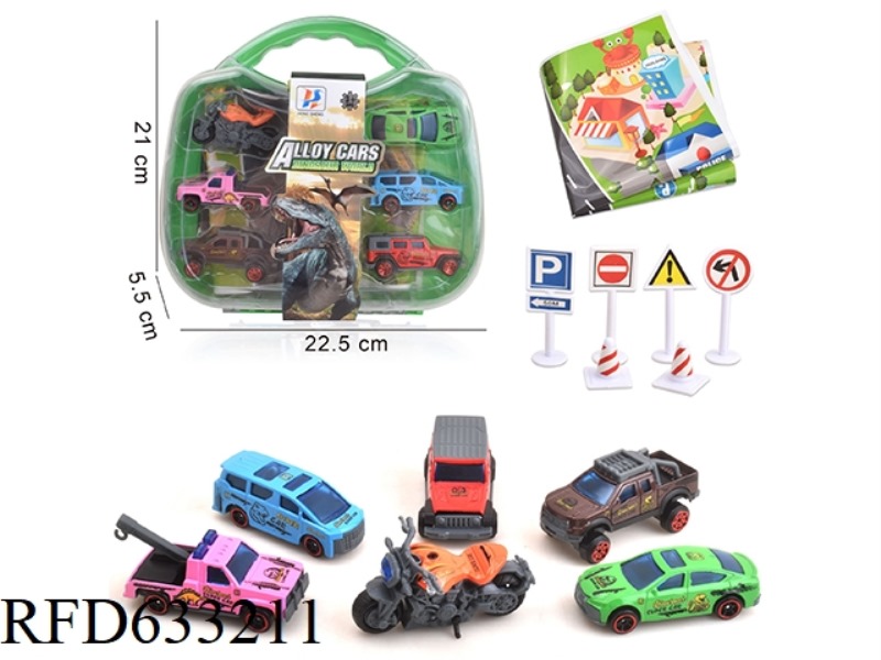 1:64 DINOSAUR PATTERN SLIDING ALLOY CAR WITH MOTORCYCLE
