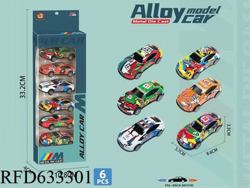 8.6CM GRAFFITI CAR METAL CAR 6PCS