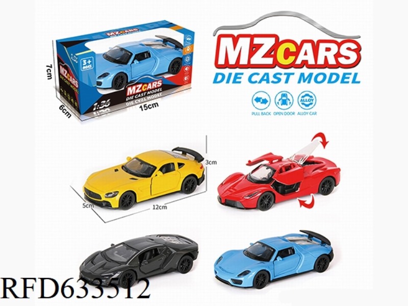 1/36 ALLOY MODEL 3 OPEN DOOR PULL-BACK SPORTS CAR