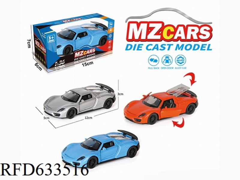 1/36 ALLOY MODEL 3 OPEN DOOR PULL-BACK SPORTS CAR