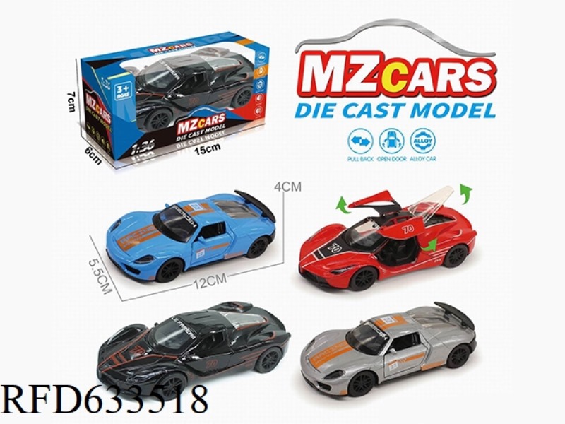 1/36 ALLOY MODEL 3 OPEN DOOR PULL-BACK SPORTS CAR
